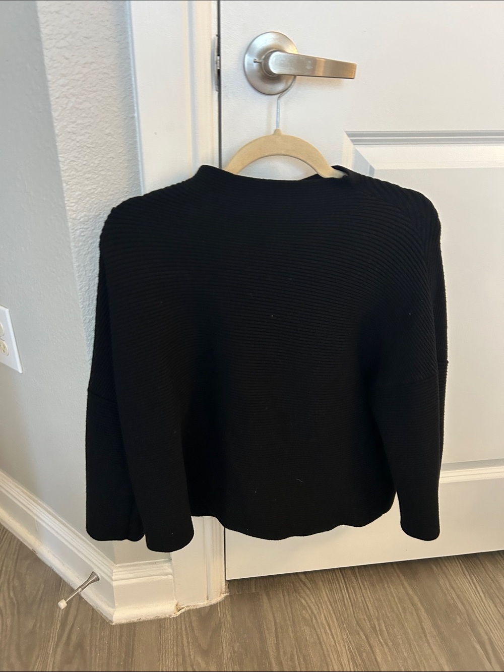 Ellison Black Ribbed Crewneck Sweater - Boxy Fit